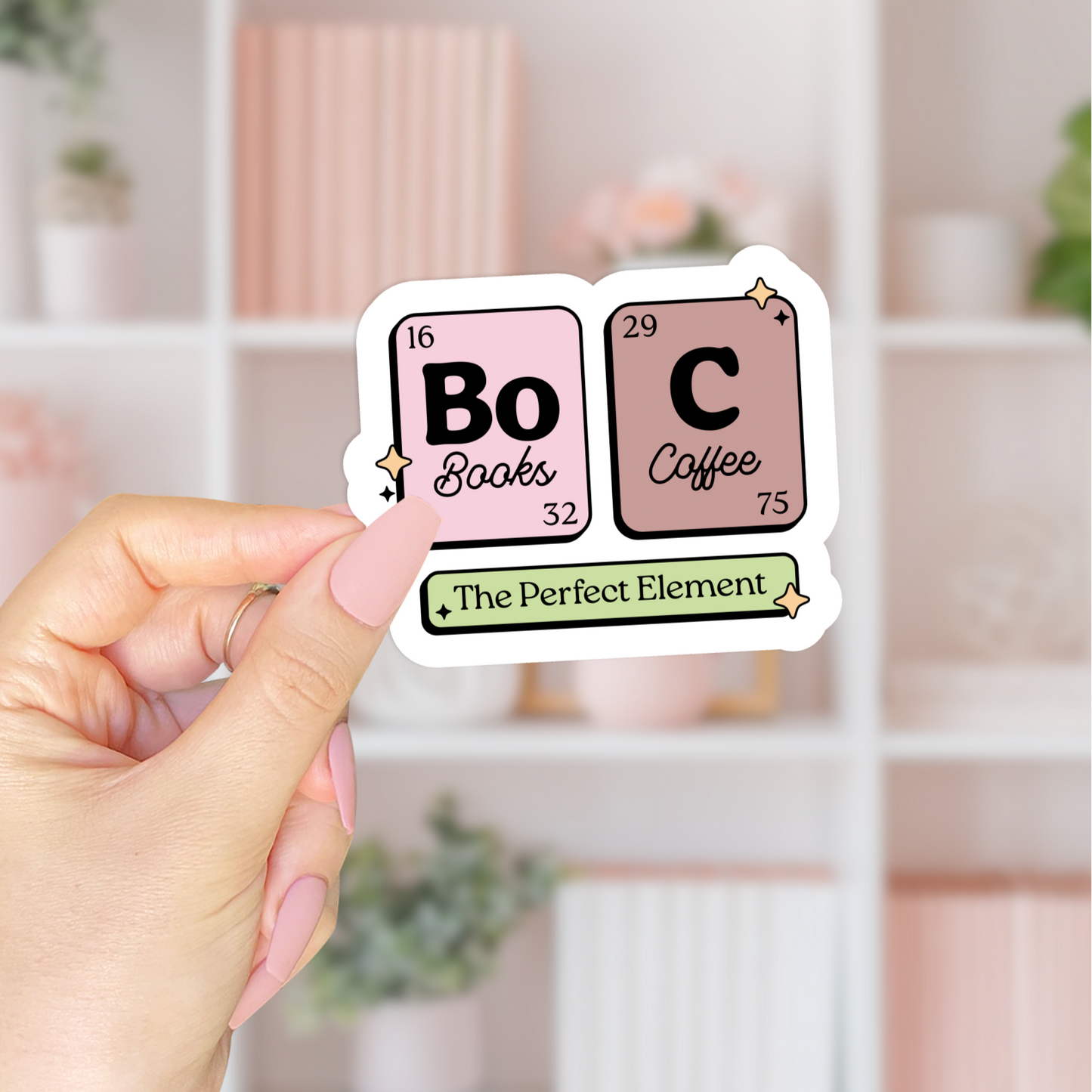 The Perfect Element: Books & Coffee Sticker