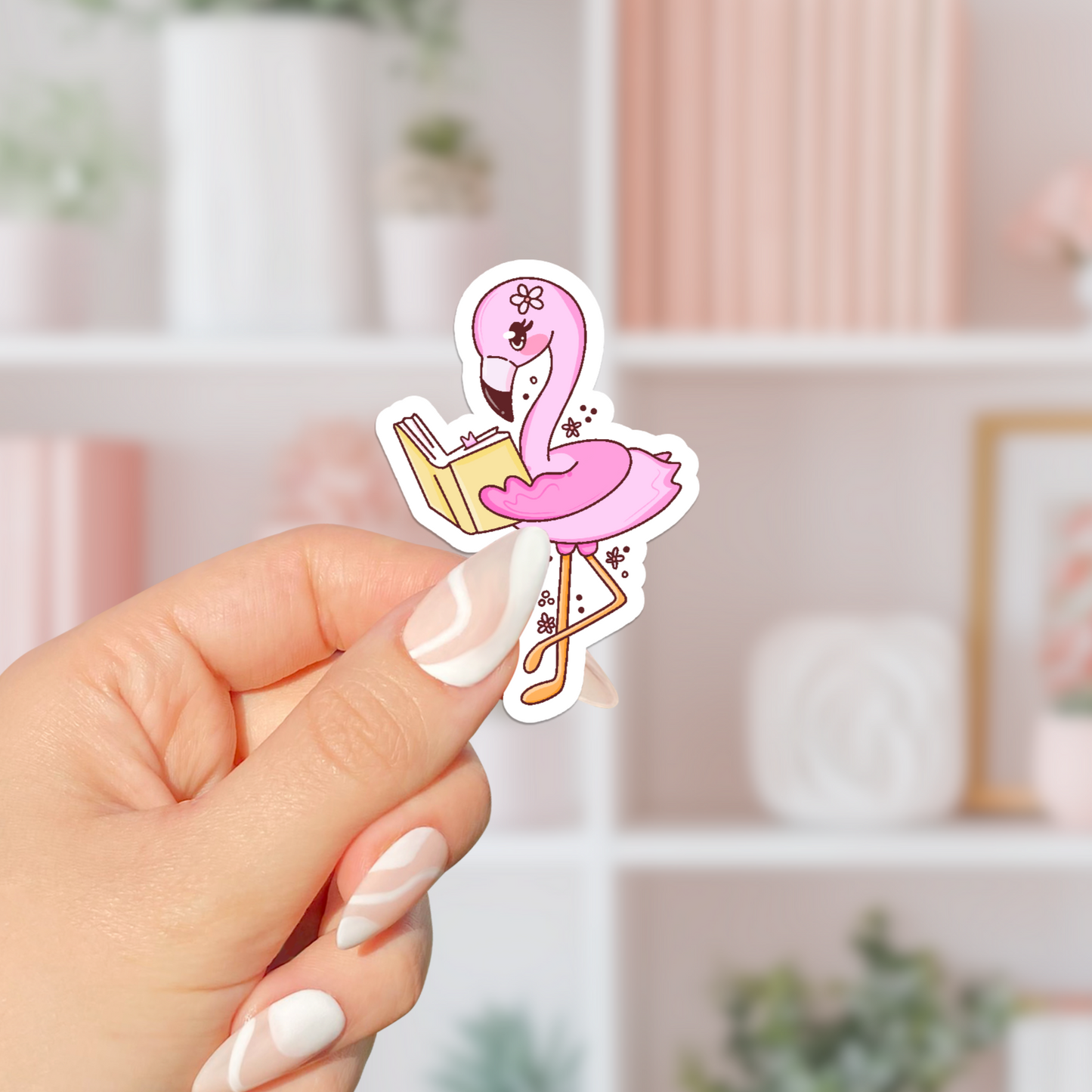 Bookish Flamingo Sticker