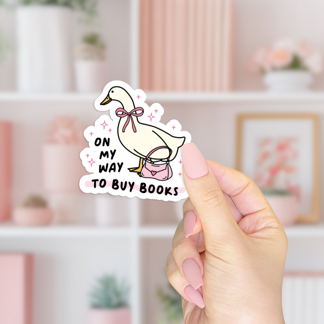 On My Way To Buy Books Goose Sticker