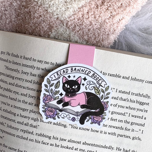 Banned Books Cat - Magnetic Bookmark